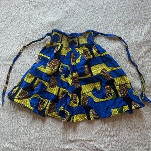 Blue and Gold Skirt with Tie Front